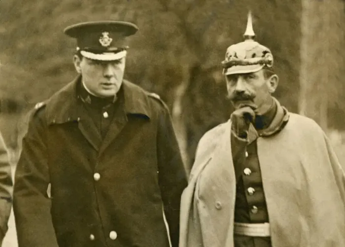 Framed Print : Winston Churchill with a German Officer September 1909