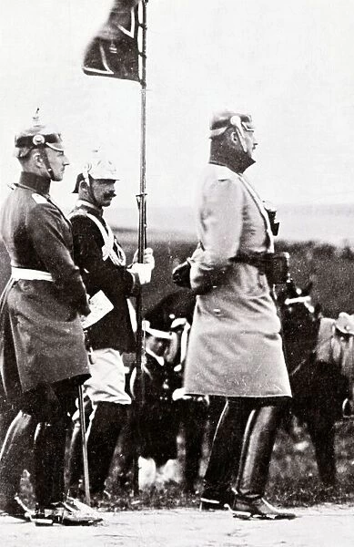 Winston Churchill with the Kaiser and a German Officer during military manouevers in