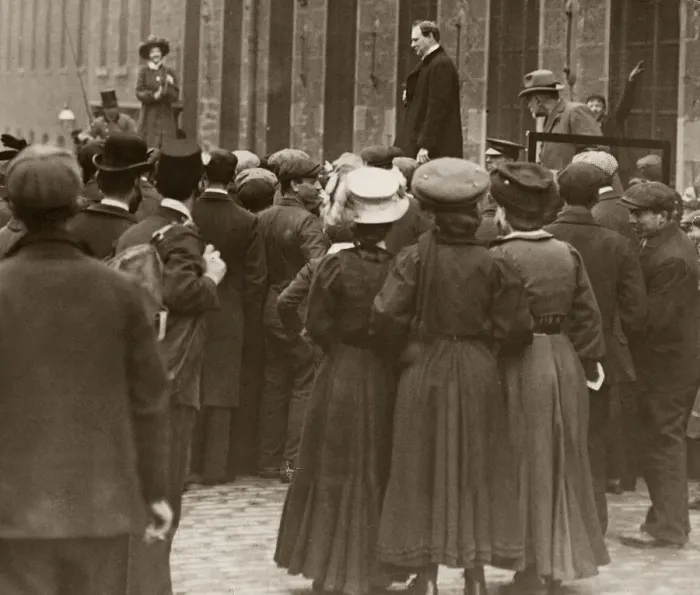 Framed Print : Winston Churchill May 1908 attempts to campaign during by-election in Dundee Scotland as Framed Print : Winston Churchill May 1908 attempts to campaign during by-election in Dundee Scotland as