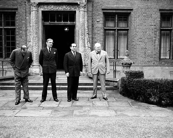 Winston Churchill and MendAes-France, French Premier at Chartwell after failure of E. D