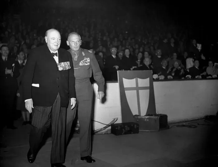 Framed Print : Winston Churchill October 1950 at El Alamein reunion Framed Print : Winston Churchill October 1950 at El Alamein reunion