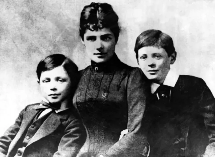 Framed Print : Winston Churchill Prime Minister pictured with his mother Jennie