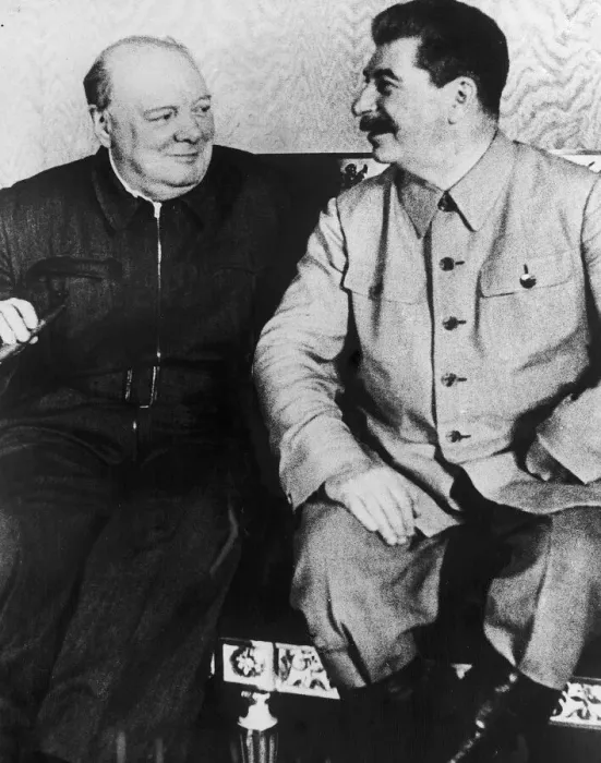 Framed Print : Winston Churchill seen here with Marshal Joesf Stalin seen here during the prime