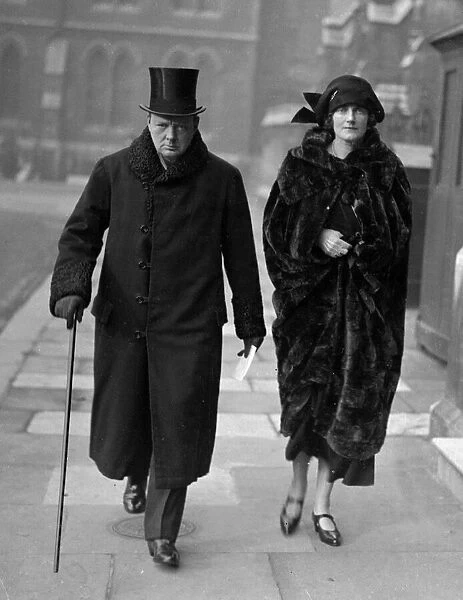 Winston Churchill is seen with his wife Clementine Churchill at Leicester where he was