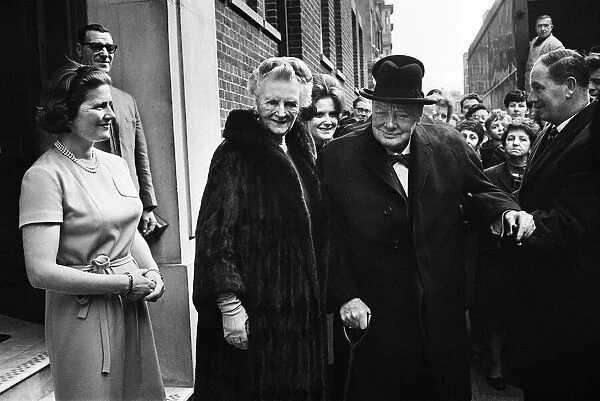 Winston Churchill with his wife Lady Churchill on her birthday. 1st April 1963