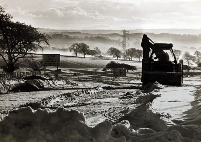 Framed Print : Winter weather, snow scenes, 11th January 1977 - A snow plough at work at Stagshaw Framed Print : Winter weather, snow scenes, 11th January 1977 - A snow plough at work at Stagshaw