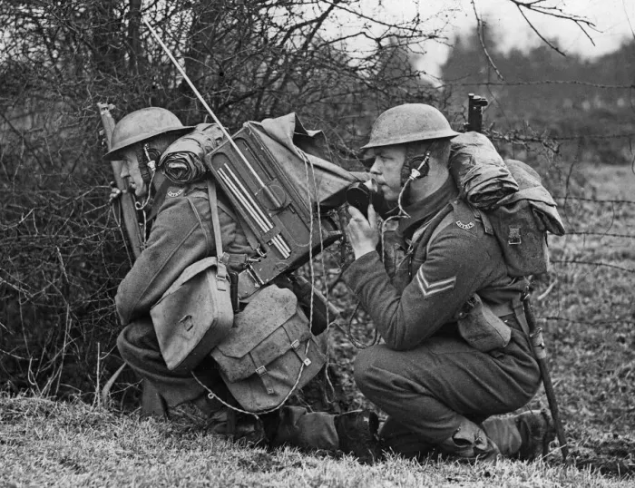 Framed Print : Wireless telegraph for the infantry. 12th March 1940 Infantryman with the BEF in