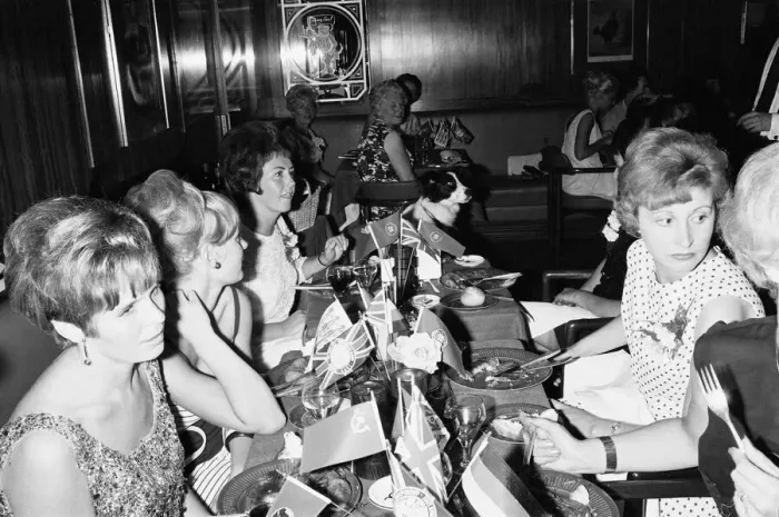 Framed Print : Wives of England Players enjoy World Cup Banquet at the Royal Garden Hotel in Kensington