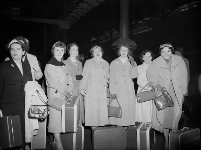 Framed Print : Wives of the Newcastle players arrive in London before the FA Cup final between