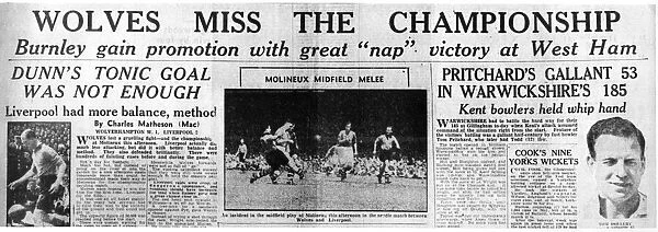 Wolverhampton Wanderers. Reprint of an article from the Sports Argus, 31st May