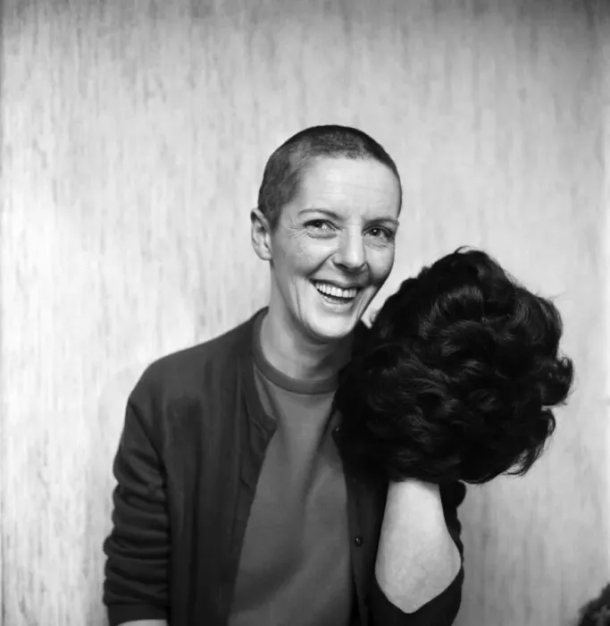 Framed Print : Woman with a bald head, with her wig. November 1969 Z11155-003 Framed Print : Woman with a bald head, with her wig. November 1969 Z11155-003