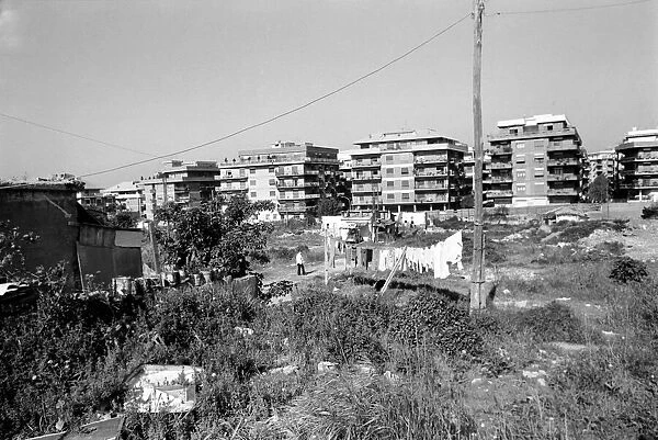 Woman and children in a poor suburb on the outskirts of Rome, Italy April 1975