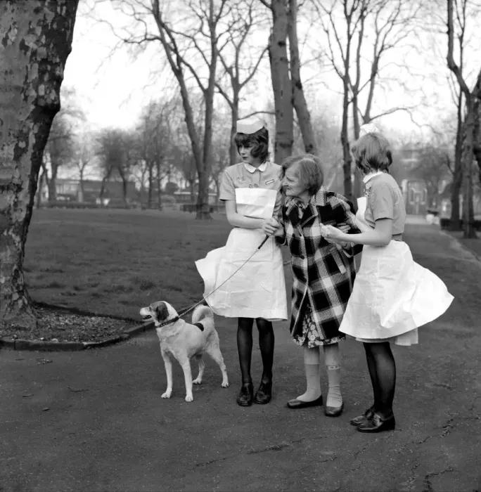 Framed Print : Woman and Dog. Miss Emily Hoban 79. February 1975 75-00750-001