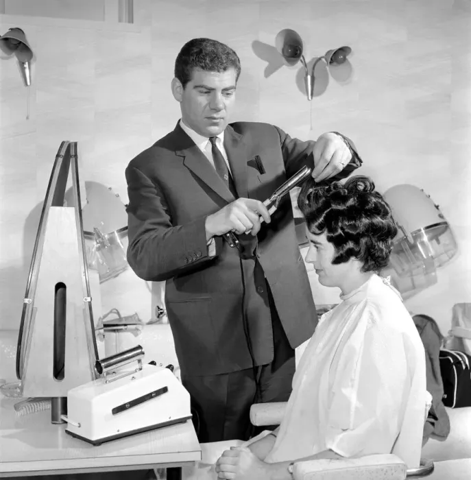 Framed Print : Woman have her hair cut and curled at the hair dressers, 7th June 1962