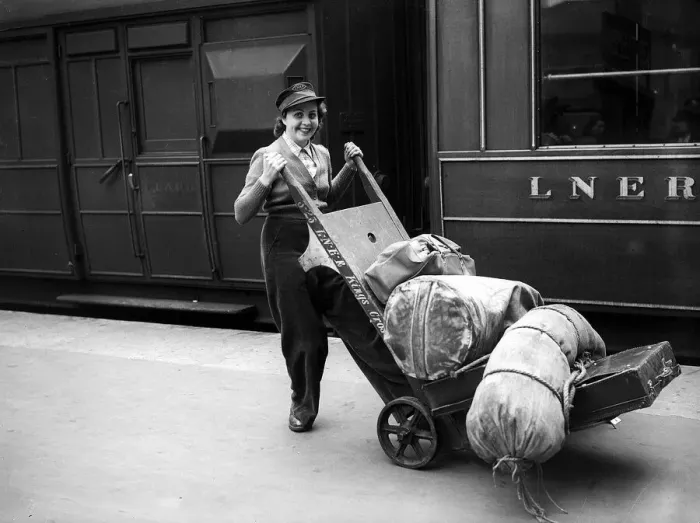 Framed Print : Woman Railway Porter, 1941 women doing mens jobs during the war years Women at War