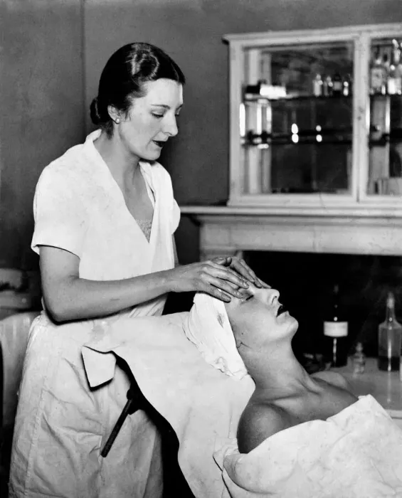 Framed Print : Woman sitting down realxing having beauty treatment and massage done