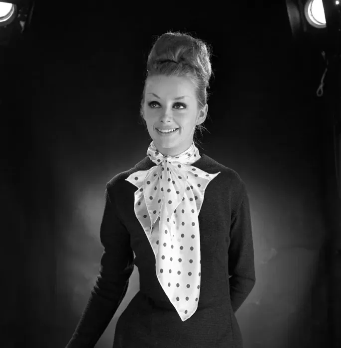 Framed Print : Woman wearing Berlin scarf. January 1964