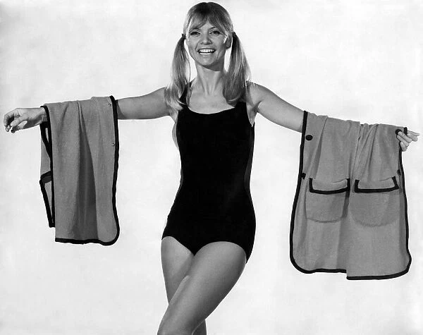Woman wearing one piece swimsuit June 1968 P017615