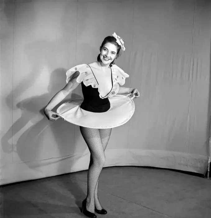Framed Print : Woman wearing a skirt that is also a tray. 1959 Framed Print : Woman wearing a skirt that is also a tray. 1959