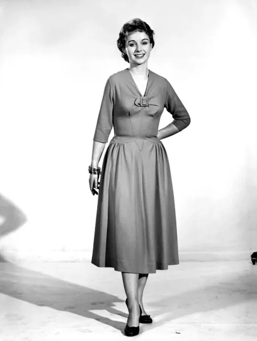 Framed Print : Woman wearing summer dress. Circa 1955 Framed Print : Woman wearing summer dress. Circa 1955