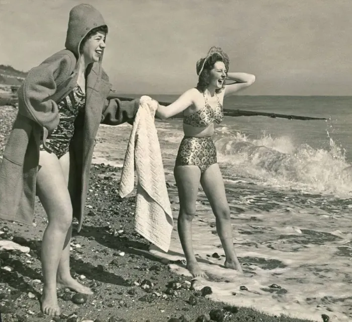 Framed Print : Two Women Barbra Howes 20 and Sylvia Hansen Holidaymakers came in duffle coats over their Framed Print : Two Women Barbra Howes 20 and Sylvia Hansen Holidaymakers came in duffle coats over their