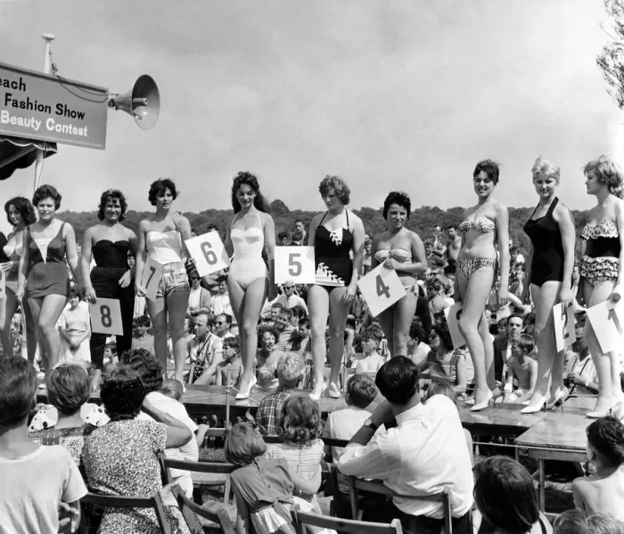 Framed Print : Women: Beauty Contests. The Womans Mirror Beach Fashion show had its preview Framed Print : Women: Beauty Contests. The Womans Mirror Beach Fashion show had its preview