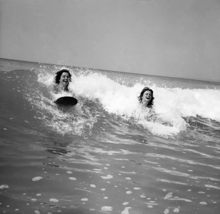 Framed Print : Women body boarding in the surf at Newquay June 1960 M4303-004 Framed Print : Women body boarding in the surf at Newquay June 1960 M4303-004