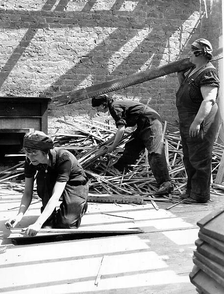 Women builders at work during World War II. June 1941