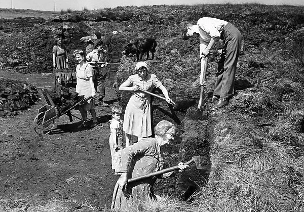 Women digging at a coal mine to gather winter fuel. August 1947 P017706