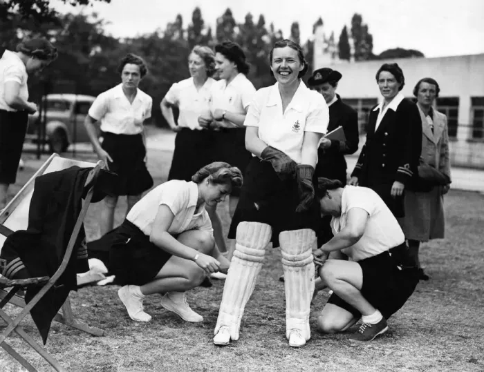 Framed Print : Women fg the ATS and WRENS at cricket at Sudbery Hill. The luck of the navy deserted Framed Print : Women fg the ATS and WRENS at cricket at Sudbery Hill. The luck of the navy deserted