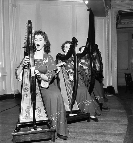 Women Harp Players. February 1953 D630-001