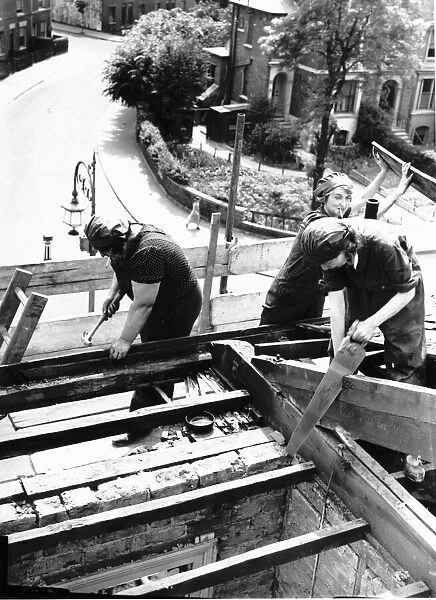 Women take over the job of building houses 1941 during WW2