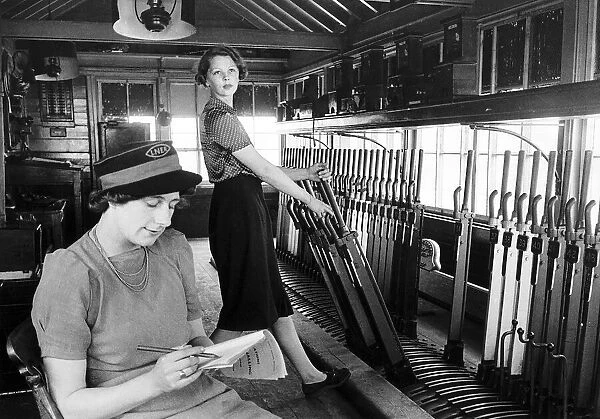 Two women look after the signals on the East Coast main line railway at Warmsworth near
