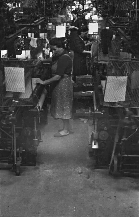 Framed Print : Women operating looms at a Milan mill. Circa 1955 Framed Print : Women operating looms at a Milan mill. Circa 1955