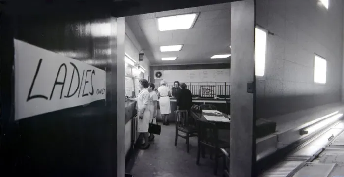 Framed Print : Women placing bets inside a Ladies only betting shop in Worcester September 1968