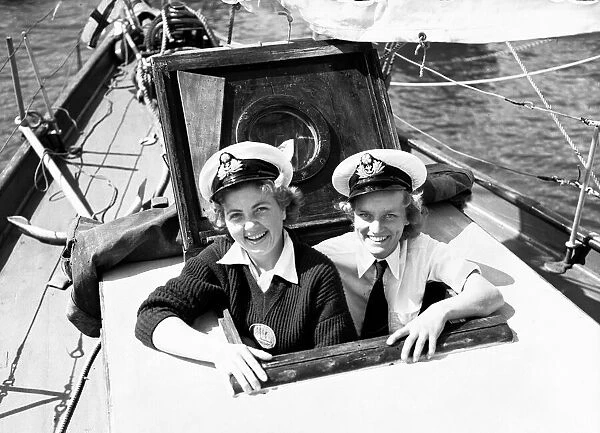 Women sailors on the sailing ship Creole at Dartmouth. 3rd July 1956