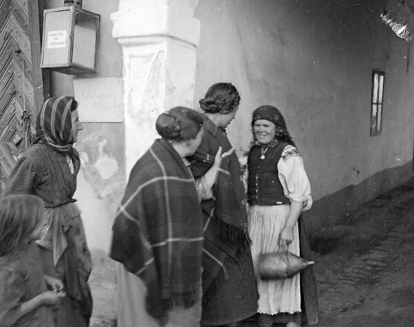 Women in traditional dress seen here in the village of Halicz, in Galicia