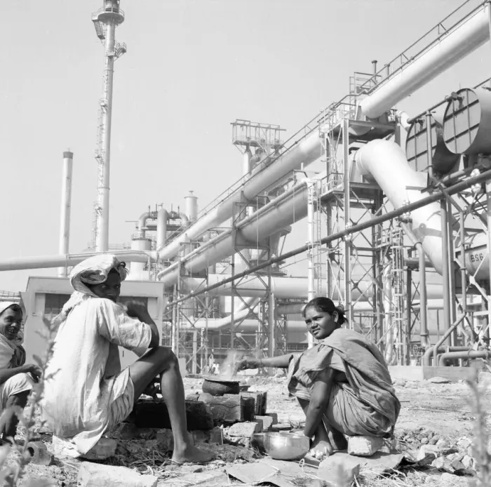 Framed Print : Women water carrier seen here making tea for the workers at the Durgapur steel works in