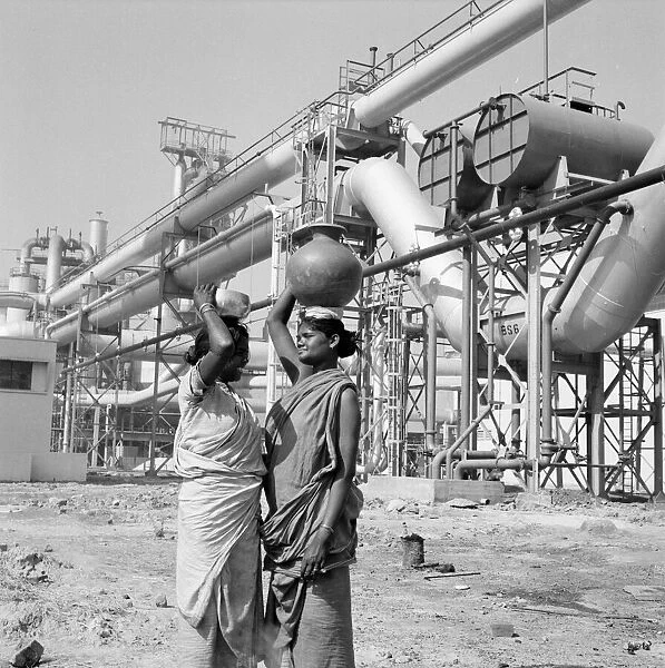Women water carriers seen here at the Durgapur steel works in West Bengal, India
