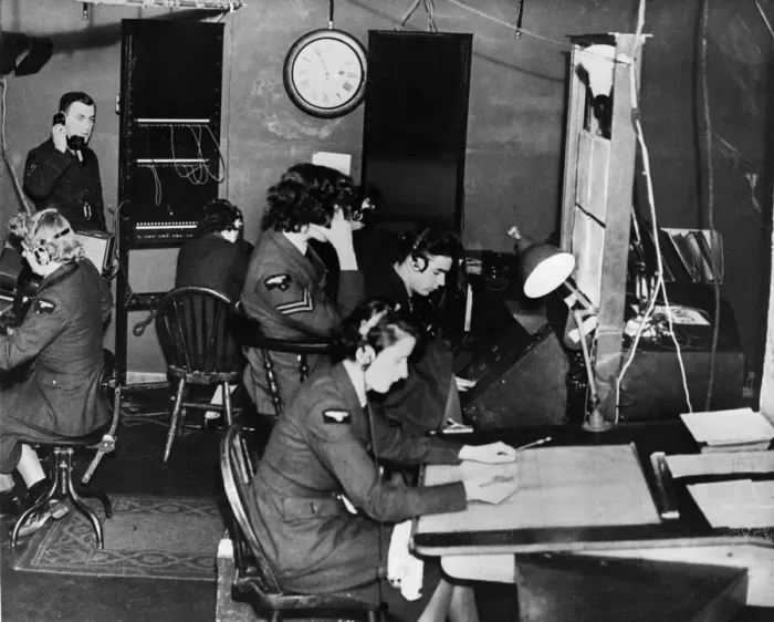 Framed Print : Women of the Womens Auxiliary Air Force (WaF) at work in the nerve centre of an