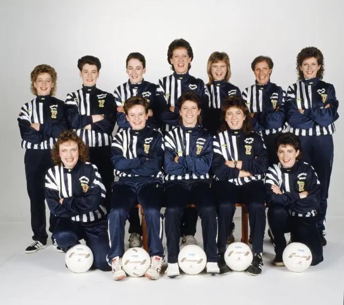 Framed Print : The womens Scotland international football squad dressed in their team tracksuits