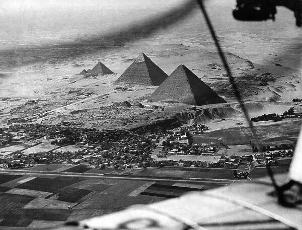 A wonderful view of the pyramids from a R. A. F. Bomber Transport