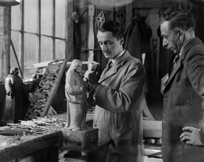 Framed Print : Wood Carving: Mr. F. Thompson superintending the work in his stop at Kilburn Yorkshire Framed Print : Wood Carving: Mr. F. Thompson superintending the work in his stop at Kilburn Yorkshire