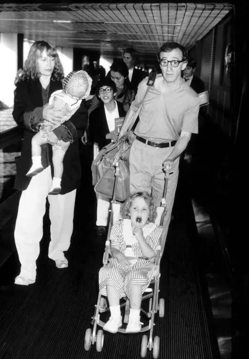 Framed Print : Woody Allen Actor and Film Producer at London Airport with his family dbase Framed Print : Woody Allen Actor and Film Producer at London Airport with his family dbase