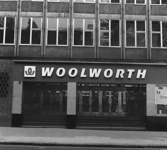 Framed Print : Woolworths June 1977 shop sign Shop front exterior Woolworth woolies