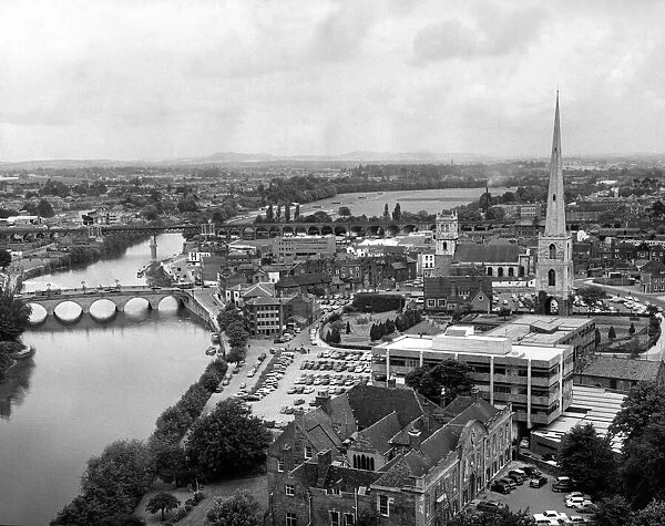 Worcester and the river crossings from the cathedral tower