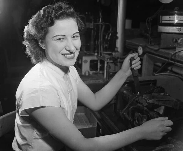 Worker at the HMV Radio and Gramophone factory at Hayes in Middlesex. 27th March 1953