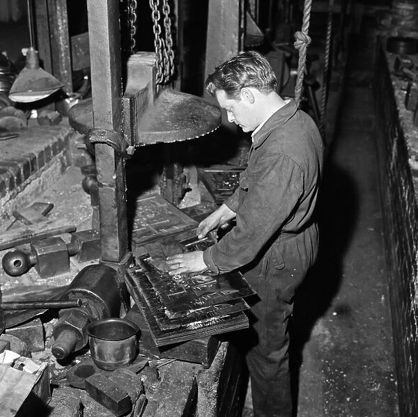 Workers at a decorative metalware works in Birmingham, West Midlands. 5th October 1967