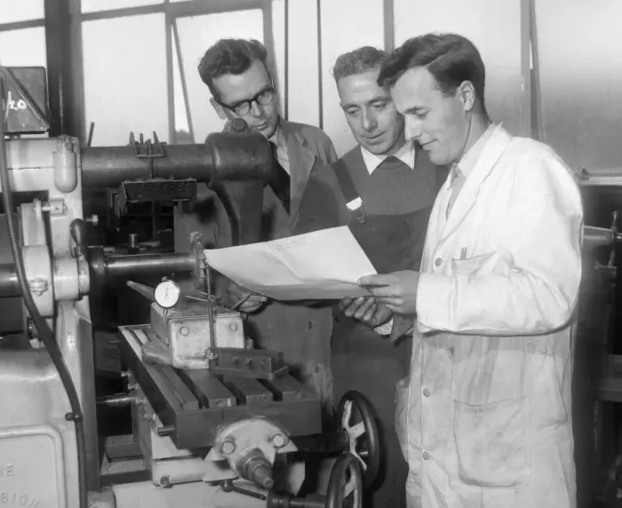 Framed Print : Workers at Southwarks in Corby getting on with a busy day. June 1958 Framed Print : Workers at Southwarks in Corby getting on with a busy day. June 1958