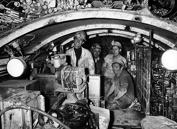 Workers in the tunnel at Frosterley, part of the Kielder Water Scheme